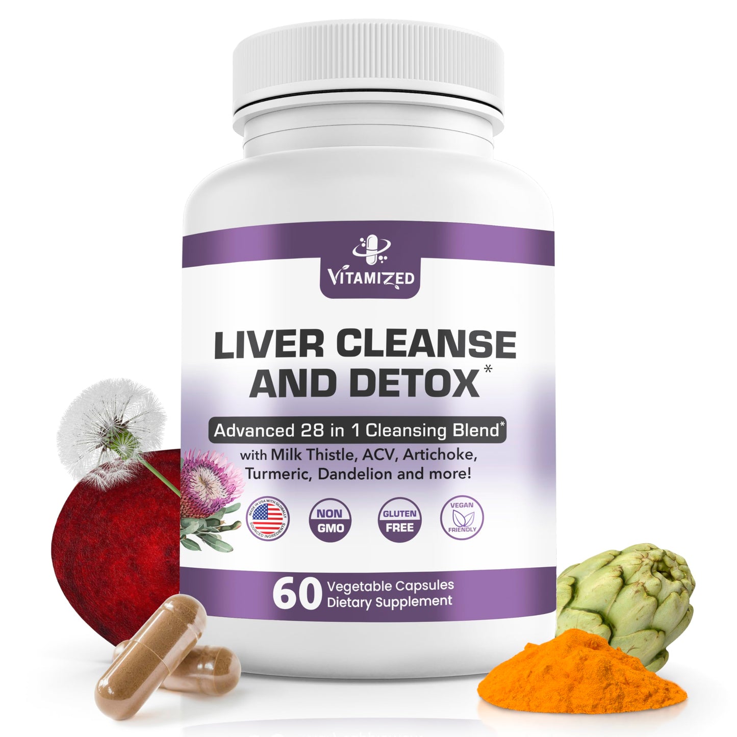 Liver Cleanse Detox & Repair โ 28-in-1 Fatty Liver Supplement (Milk Thistle, Artichoke, Dandelion) | 60 Pills
