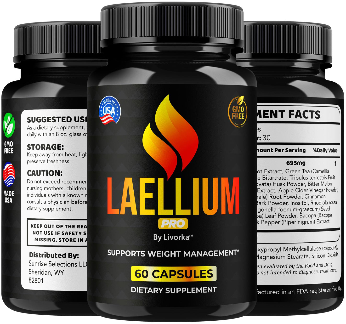 Laellium Pro Pills 5 Pack β All-Natural Daily Formula | LIVORKA Capsules, 300 Capsules