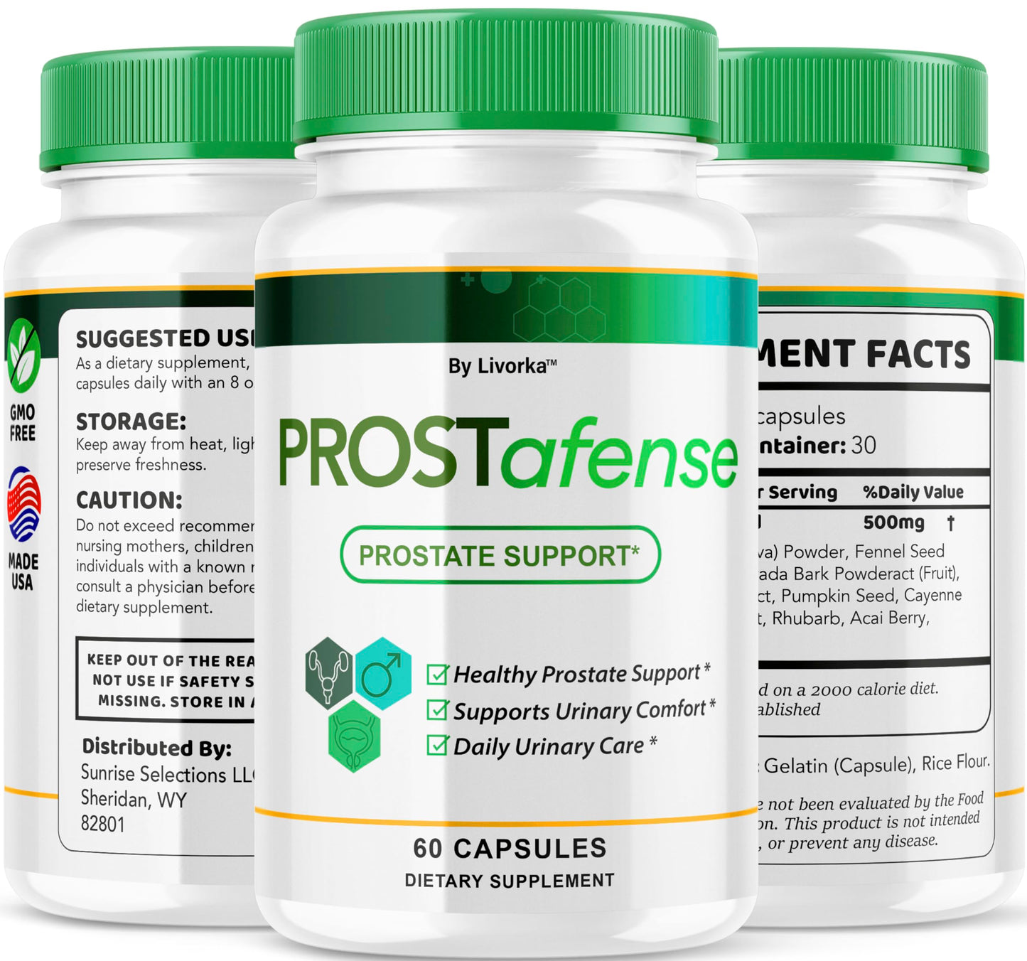 LIVORKA Prostafense Health Supplements for Men Capsules โ Official Prostafense Pills, Daily Wellness, 60 Capsules