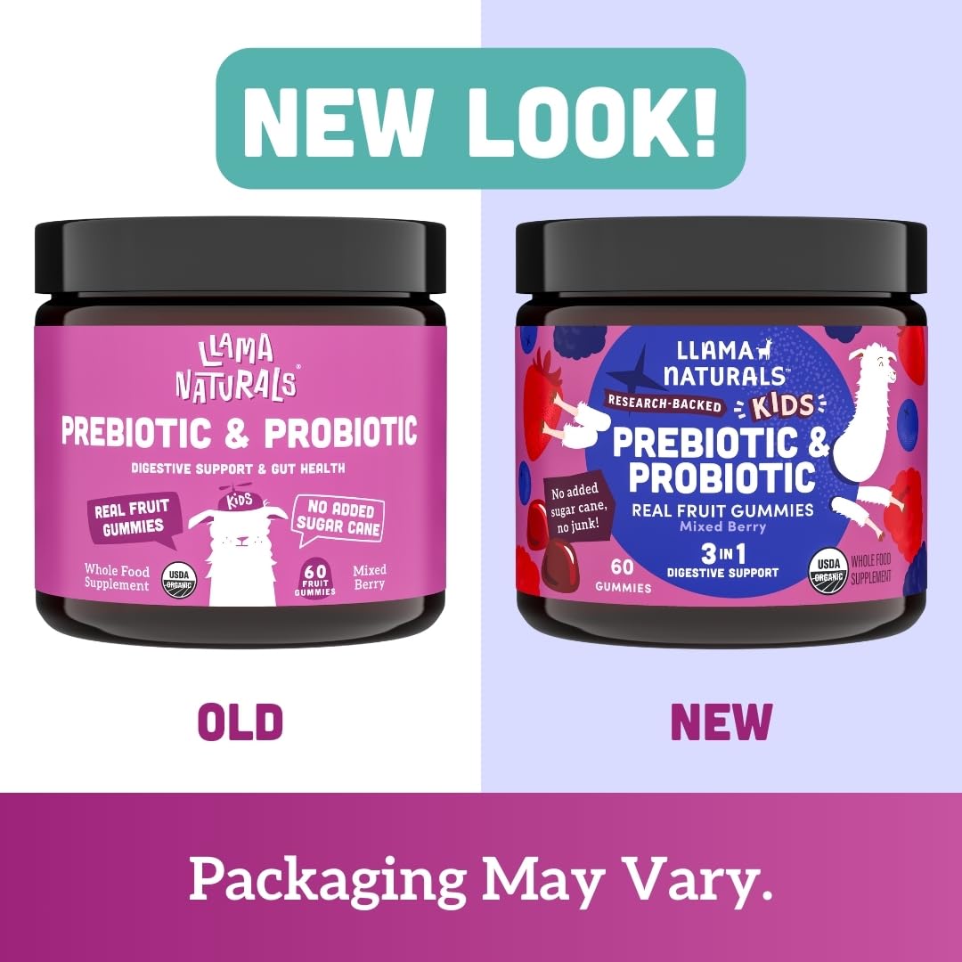 Llama Naturals Kids Probiotic + Prebiotic Gummies โ Vegan, 120 Ct