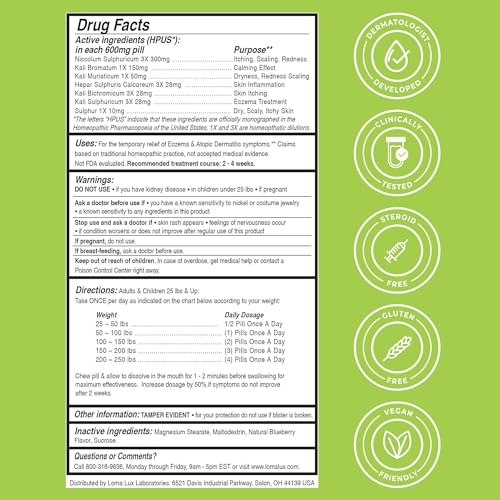 Loma Lux Eczema Pills โ Natural Eczema Relief for Adults & Kids | Dermatologist-Developed