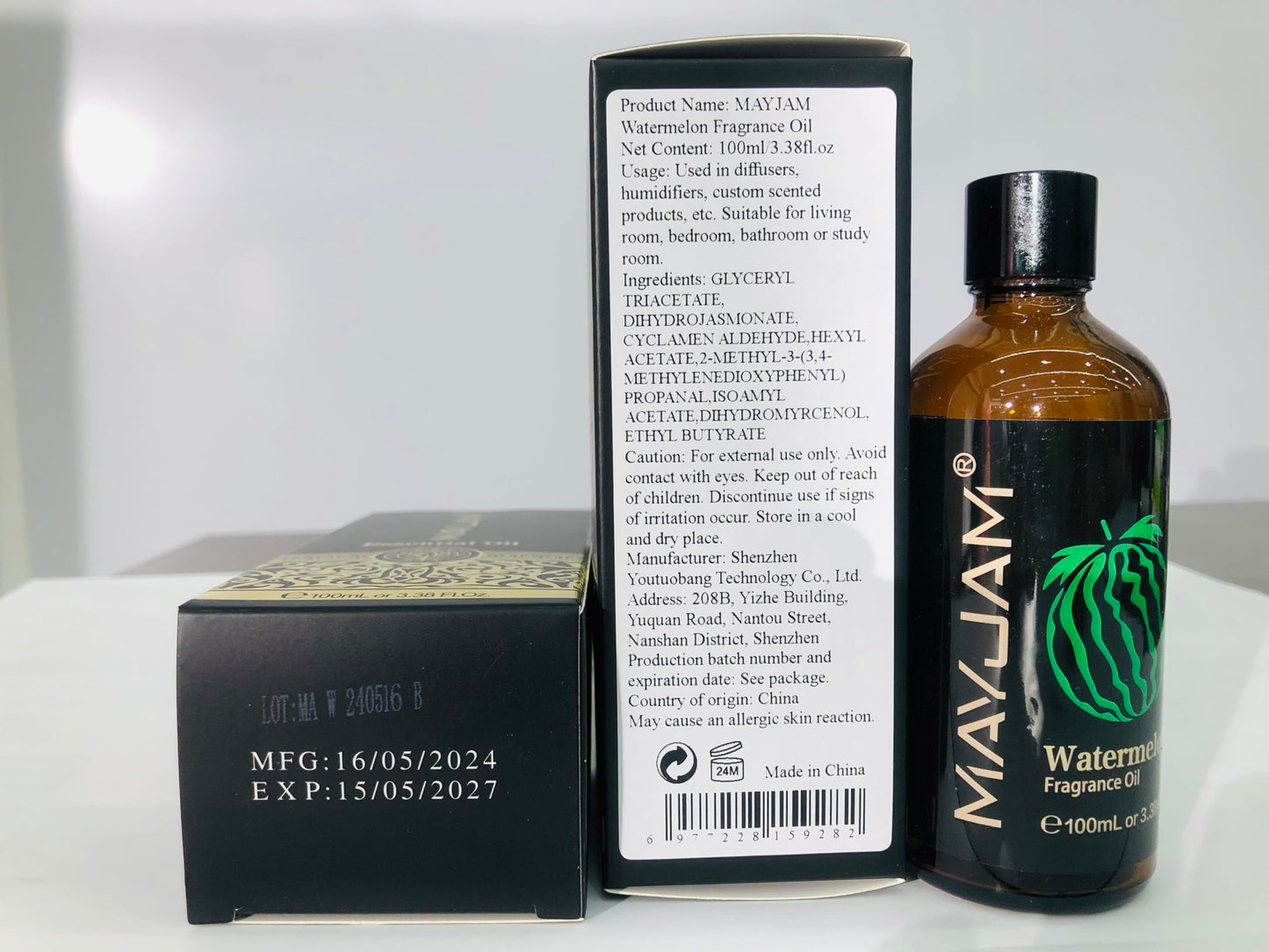 MAYJAM Watermelon Fragrance Oil 100ml β Glass Dropper, Diffuser Use & DIY Soap and Candle Making