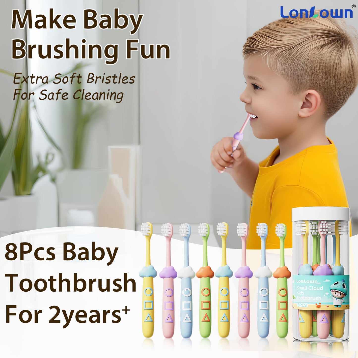Lonlown 8 Pack Kids Toothbrushes โ Soft Bristles for Toddlers 2-12