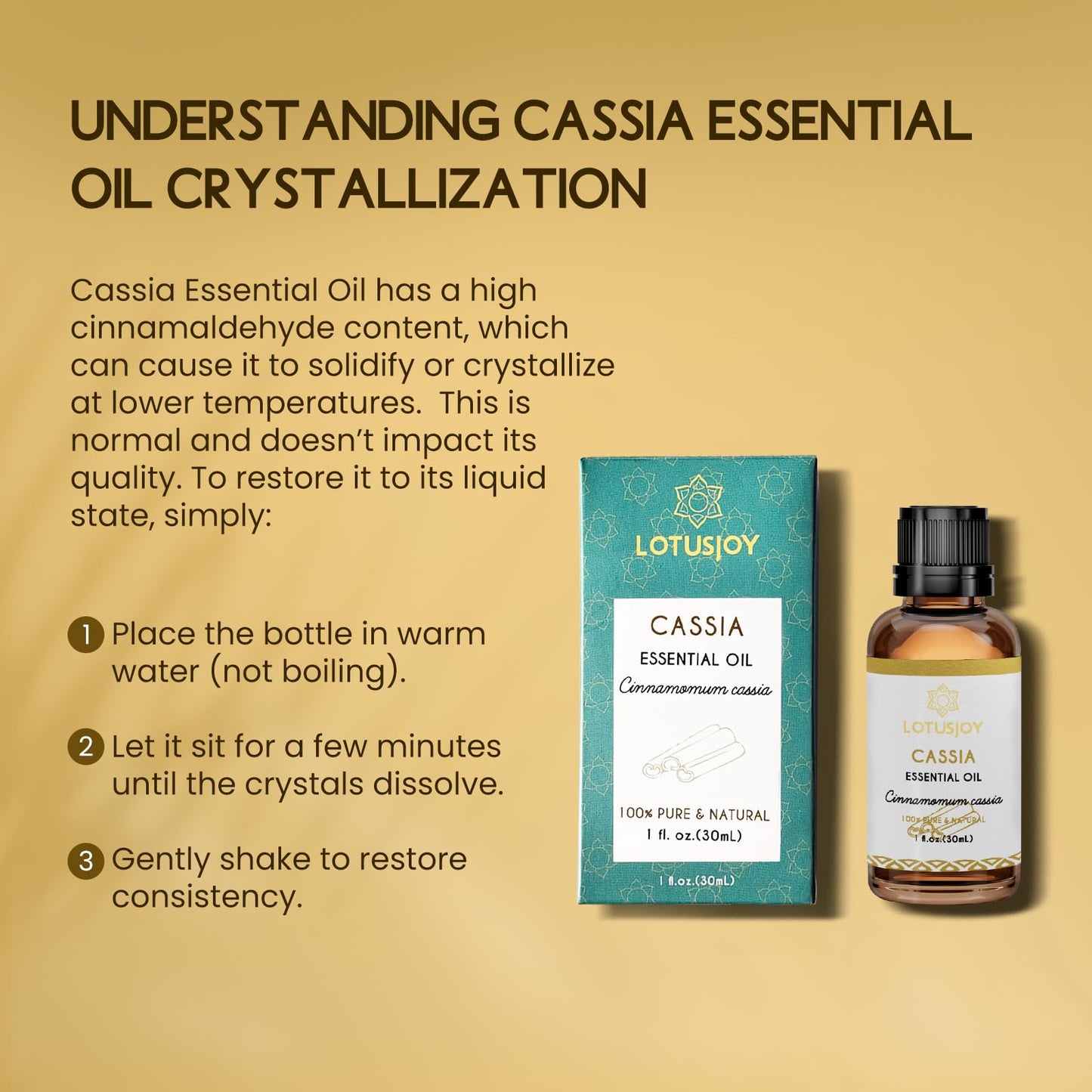 LOTUSJOY Cassia Cinnamon Bark Essential Oil โ 1 oz | Pure, Steam-Distilled