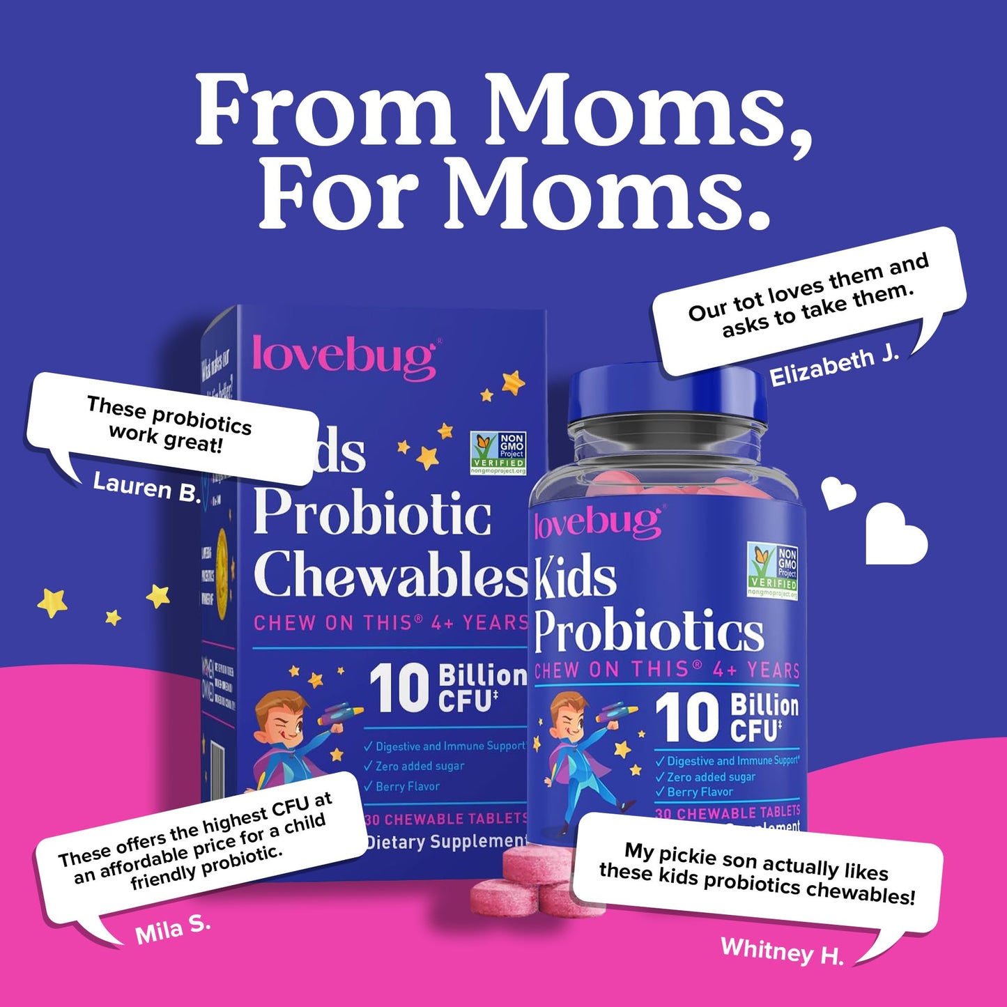 LOVEBUG Probiotics for Kids โ Berry Chewables, 11B CFU, 7 Strains, 30 Count