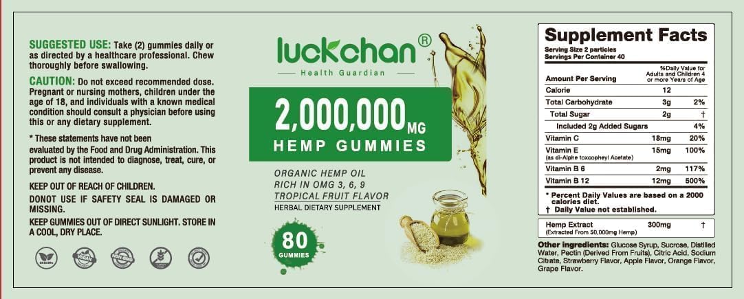 LUCKCHAN Hemp Gummies Advanced Extra Strength โ 4-Pack for Sleep, Pain & Anxiety