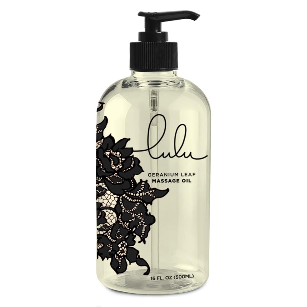 Lulu Geranium Massage Oil โ Sweet Almond & Jojoba Oils 16 oz Pump