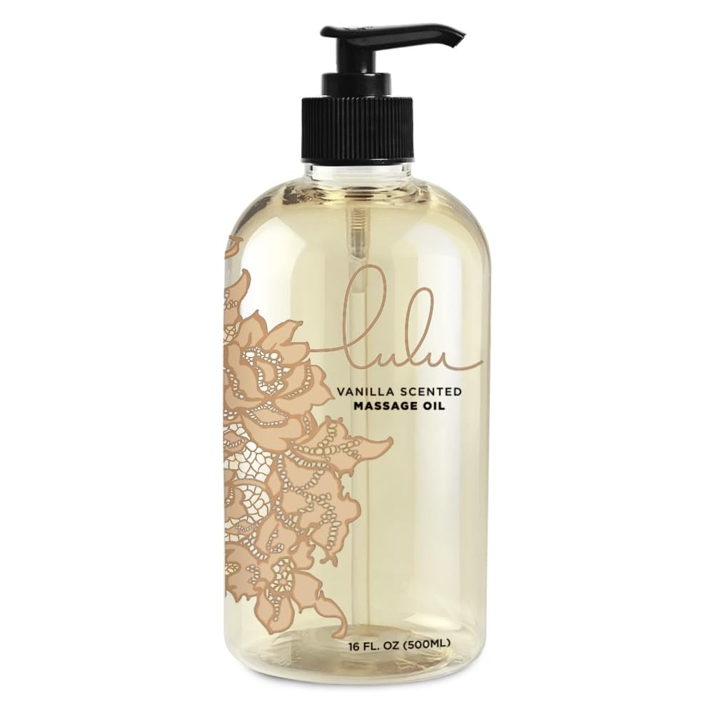 Lulu Vanilla Massage Oil โ Non-Greasy with Fractionated Coconut & Cocoa Butter, 16 oz