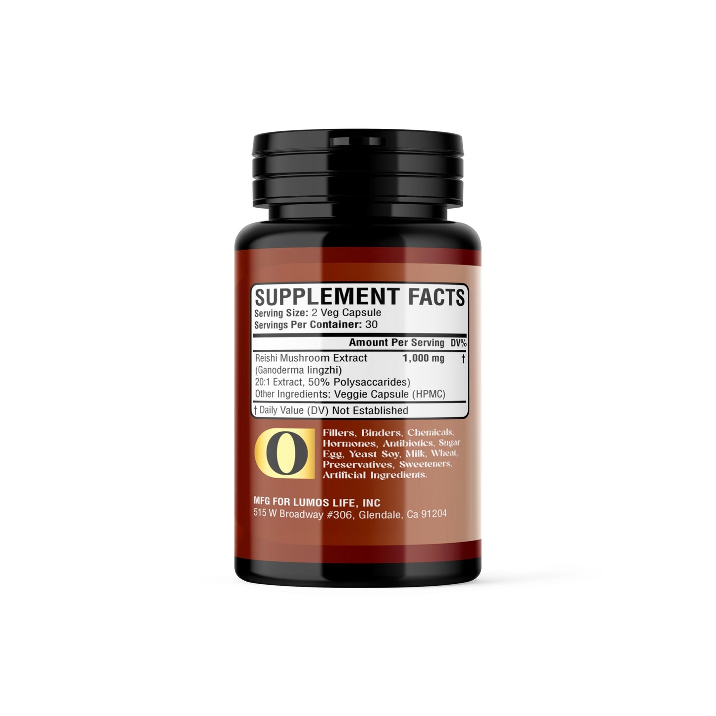 Lumos Life Reishi Mushroom Capsules โ Organic, USA Made, 1000 mg