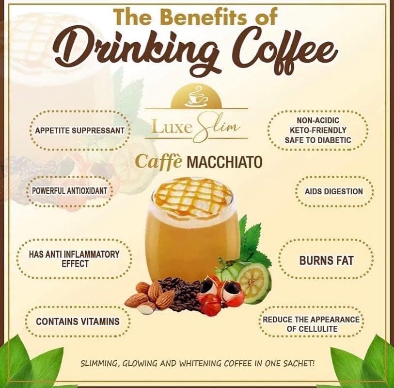 Luxe Slim Cafe Macchiato with Hydrolyzed Collagen & Glutathione โ 21g x 10 Sachets (0.74 oz) | Keto Friendly, 20 kcal
