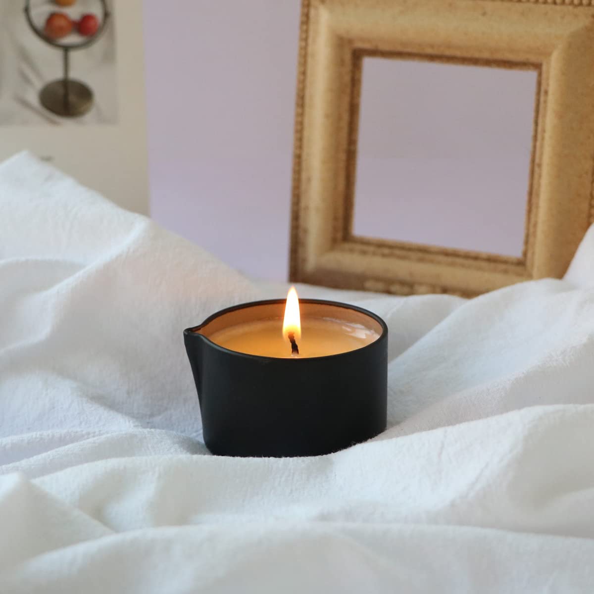 LUXMASA All Natural Scented Massage Candle Set โ 4x2.35oz (9.4oz) Tahiti, Jasmine, Cream Cherry, Blueberry Cake