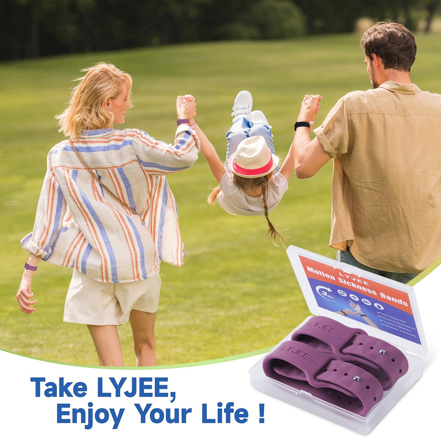 LYJEE Motion Sickness Bands — Nausea Relief for Adults, Kids, Pregnancy