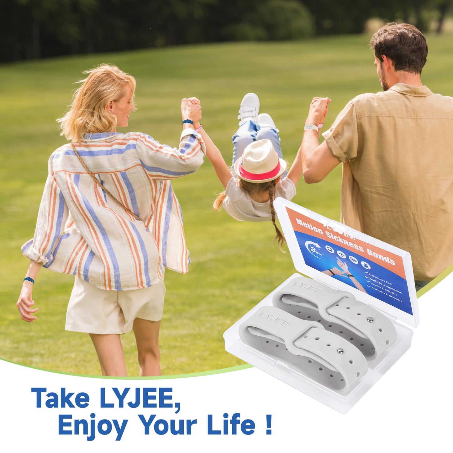 LYJEE Motion Sickness Bands β Fast Nausea Relief for Adults, Kids & Pregnancy (White)