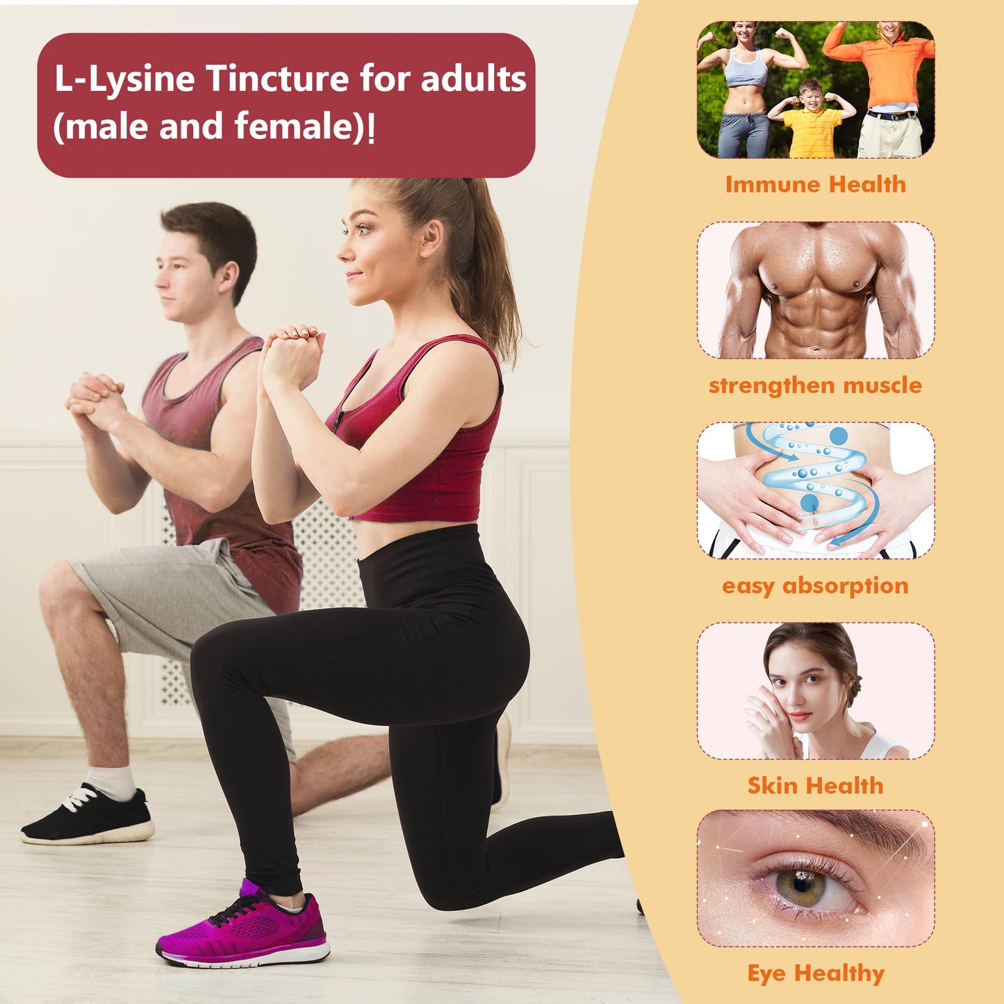 L-Lysine Liquid Drops 1000mg โ Immune Support, Skin & Lips Health | Vegan, Non-GMO, 2 Oz