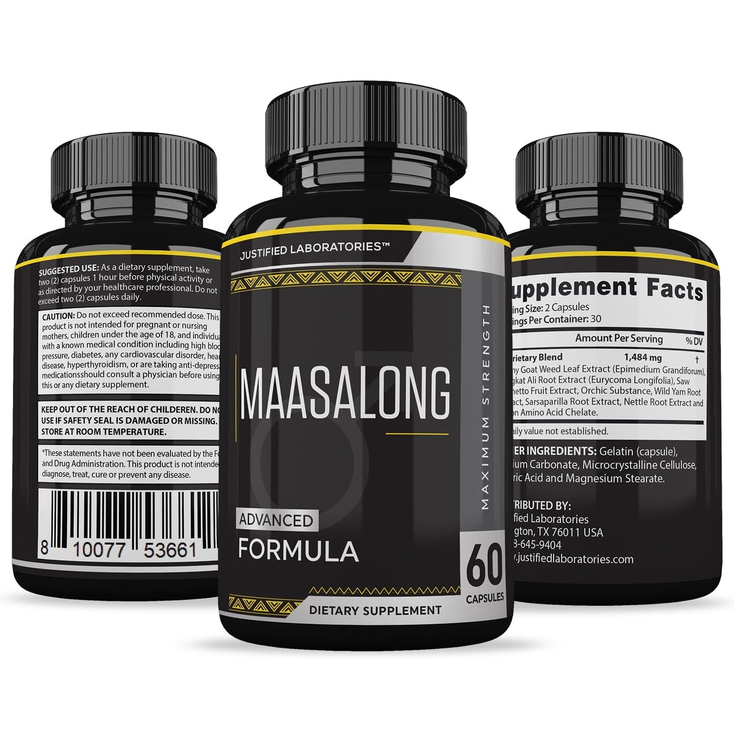 Justified Laboratories Maasalong Advanced Men's Health Formula 2 Pack โ 120 Capsules