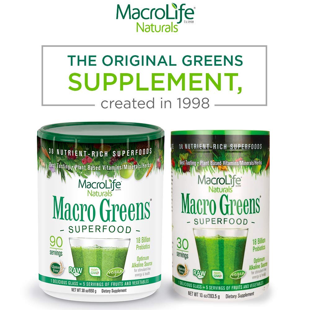 MacroLife Naturals Macro Greens Powder β 38-in-1 Superfood, Probiotics & Digestive Support | 10oz