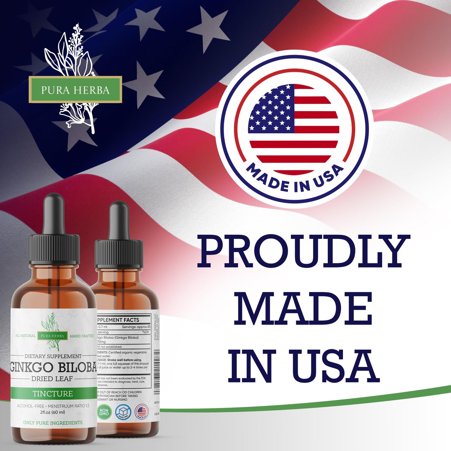 Ginkgo Biloba Liquid 2 Fl Oz โ Brain & Memory Support | Pura Herba
