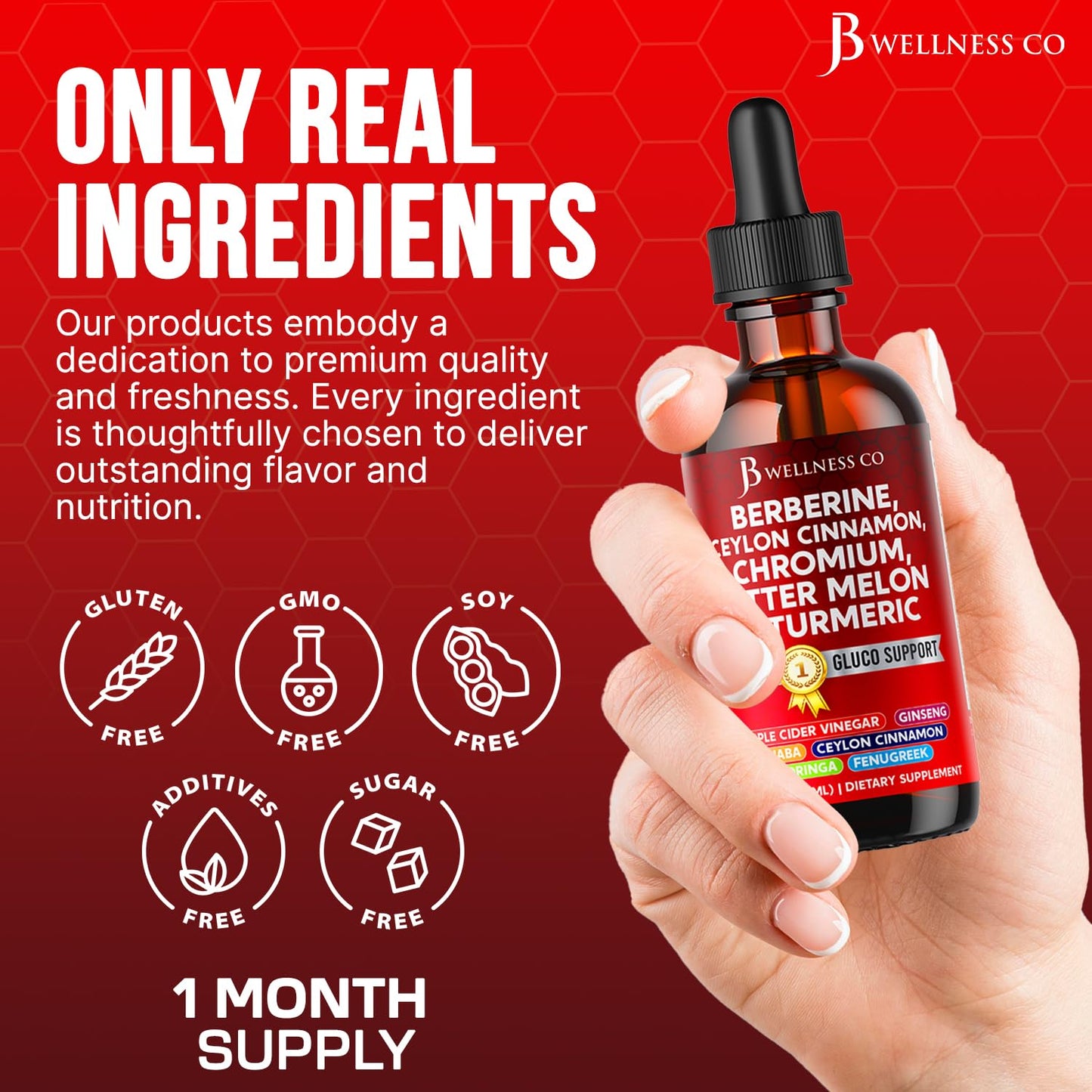 Berberine with Ceylon Cinnamon Liquid Drops – Bitter Melon, Gymnema, Glucomannan, Chromium, Turmeric, Ginseng, Moringa (4 OZ)