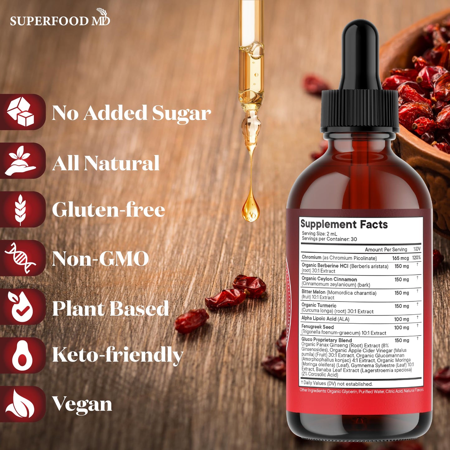 Berberine with Ceylon Cinnamon Liquid Drops โ Immune Support & Metabolic Health 4oz