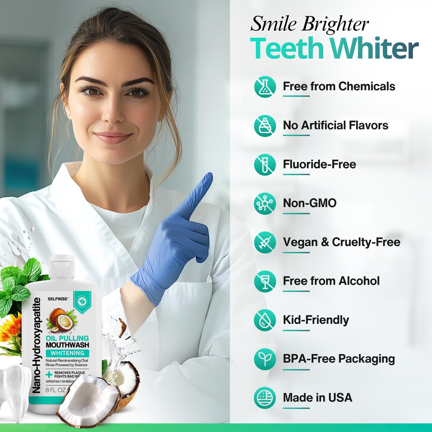 Nano-Hydroxyapatite Oil Pulling Mouthwash โ Teeth & Gums, Organic