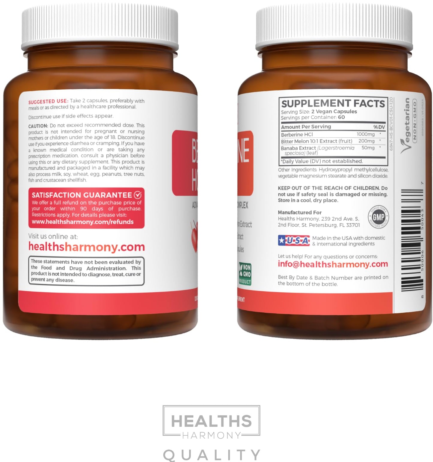 Berberine HCL Plus โ Non-GMO & Vegetarian, 120 Veg Caps