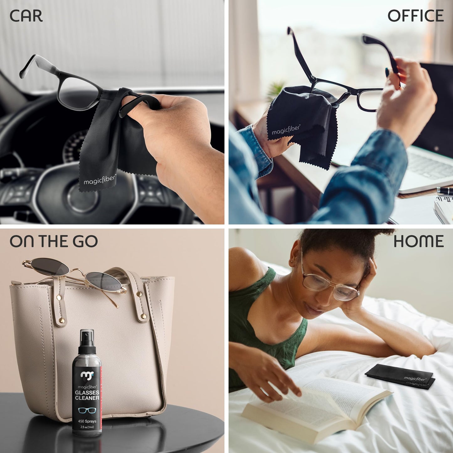 MagicFiber Glasses Cleaner Kit โ 2 Sprays + 2 Microfiber Cloths