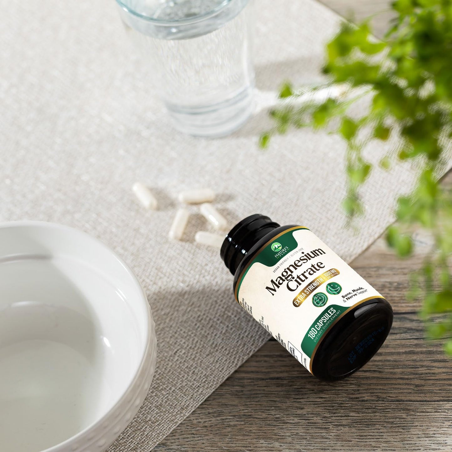 Magnesium Citrate 1000mg โ High Absorption Magnesium Supplement (180 Capsules) โ Non-GMO