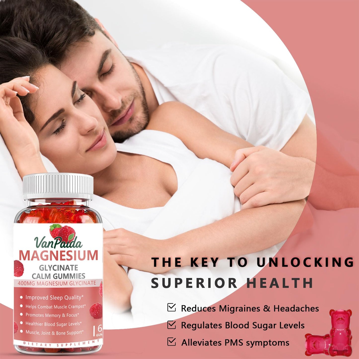 Magnesium Glycinate 400mg Gummies โ Sleep, Calm & Muscle Support