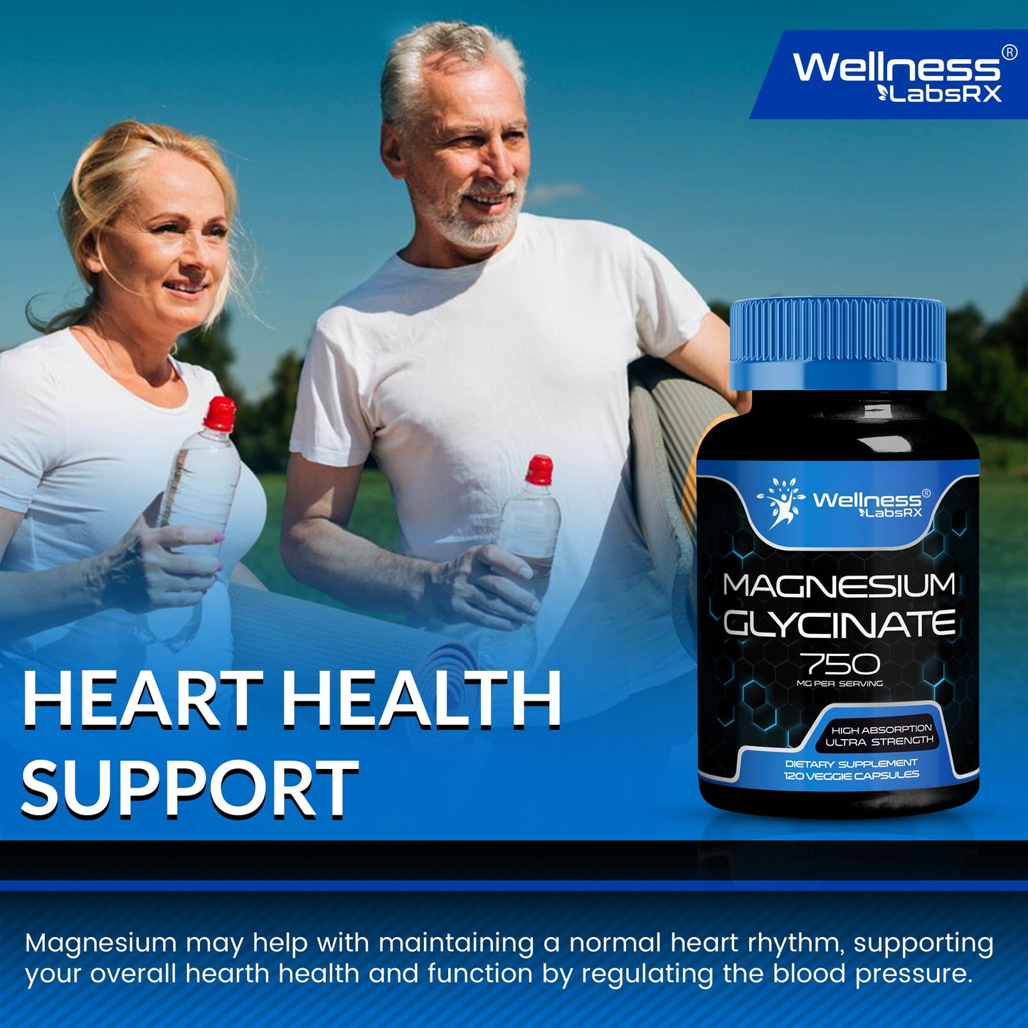 Magnesium Glycinate 750mg โ High Absorption Chelated Calm Support for Women and Men (120 Count)