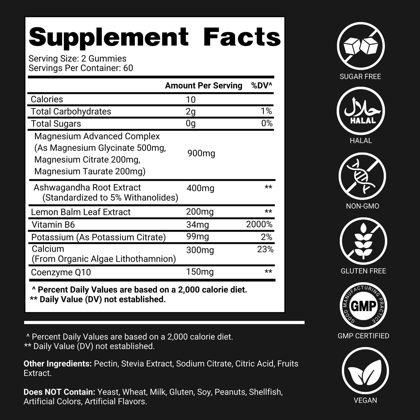 Magnesium Glycinate Gummies for Adults โ 900mg Blend, Calm & Sleep Support | Sugar-Free Vegan