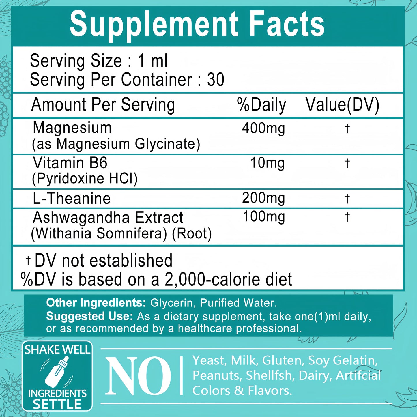 Magnesium Glycinate 400mg Liquid Drops โ 98% Absorption for Sleep, Calm, Muscle & Heart Health