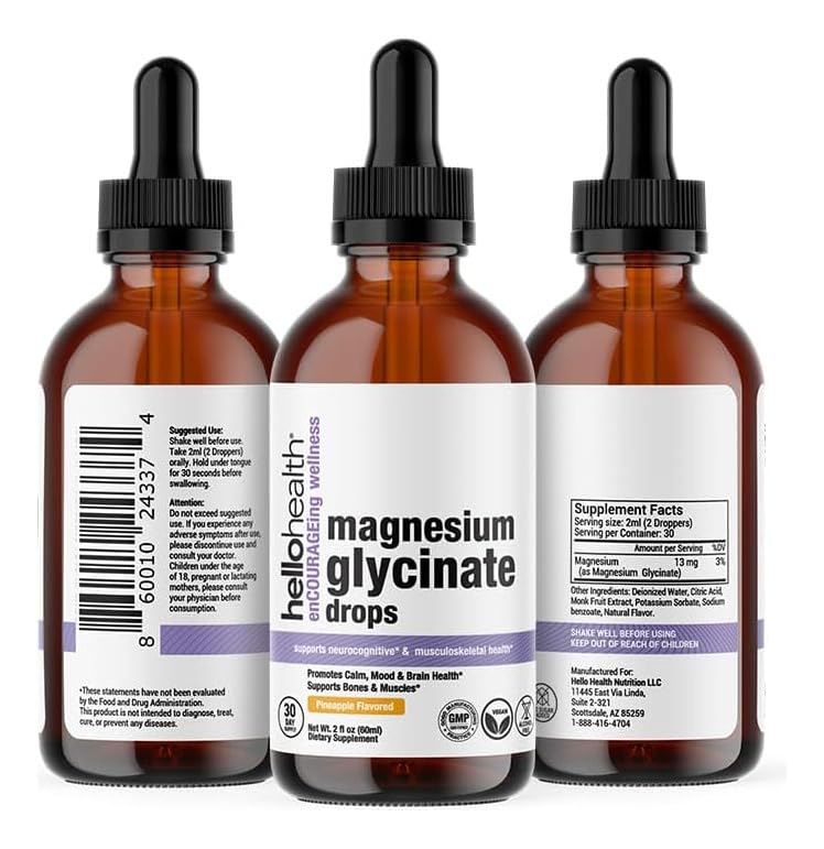 Magnesium Glycinate Liquid โ 100 mg | Pineapple Flavor for Women, Men & Kids