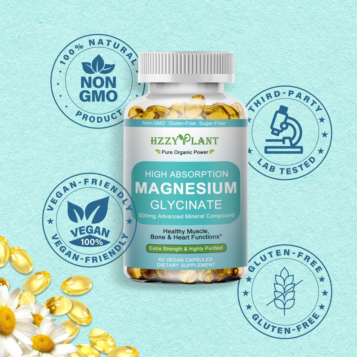 Magnesium Glycinate 500mg Softgels โ High-Absorption Magnesium Supplement