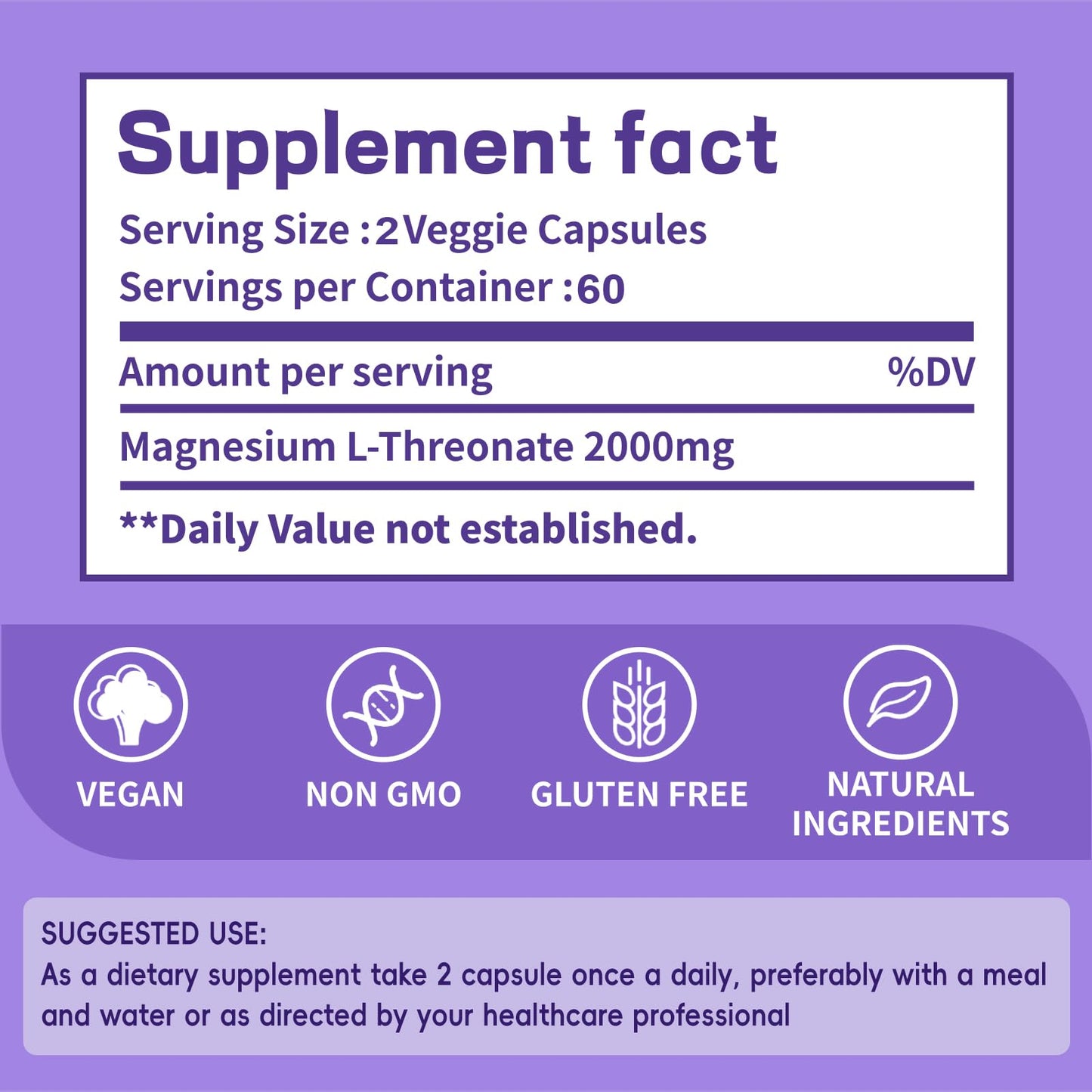 Magnesium L-Threonate Sleep Capsule 2000mg โ 60-Day Neuro Health Support