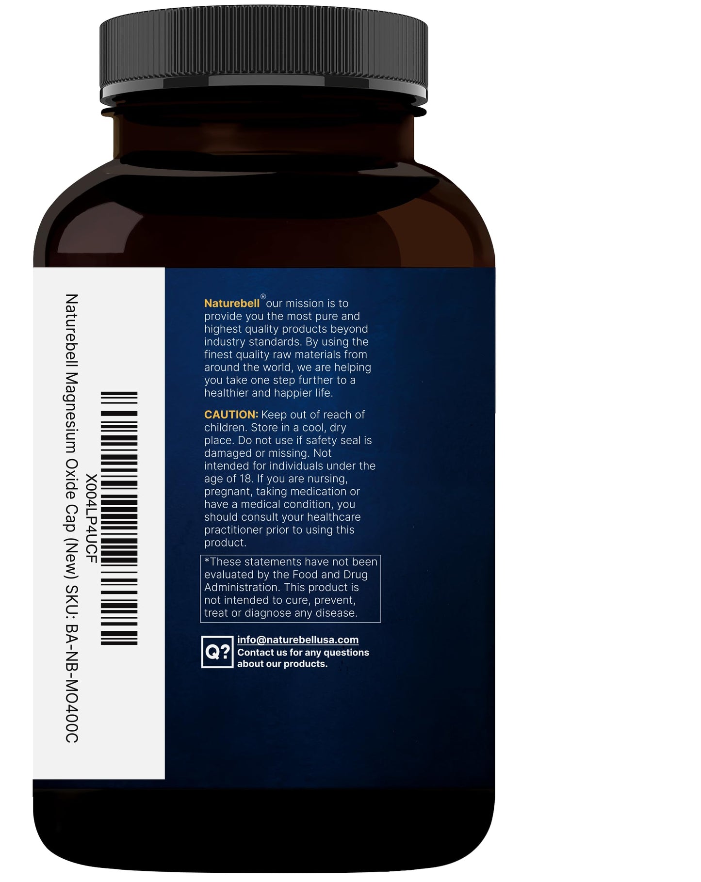 Magnesium Oxide 400mg โ 400 Capsules | High Purity Elemental Magnesium | Non-GMO, Gluten Free