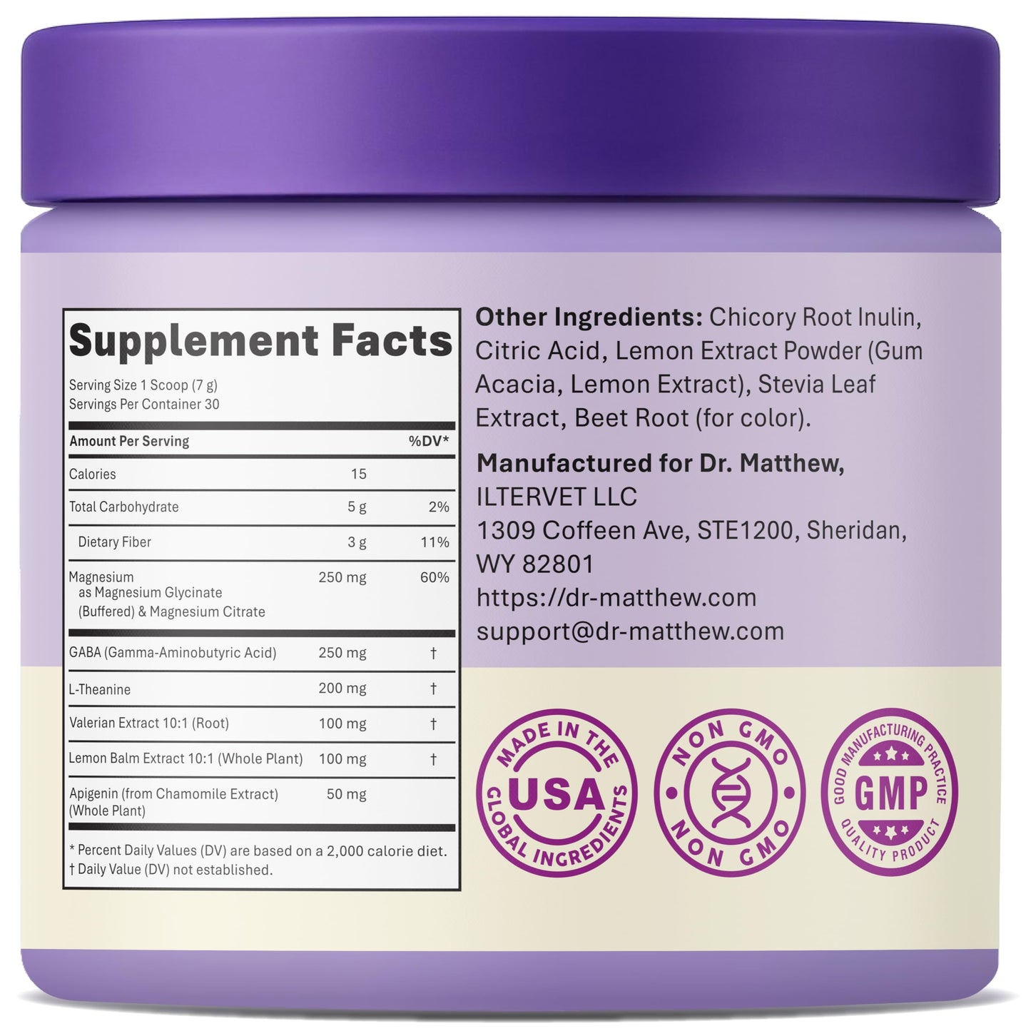 Magnesium Sleep Powder โ Melatonin-Free Night Drink | Glycinate + GABA & L-Theanine