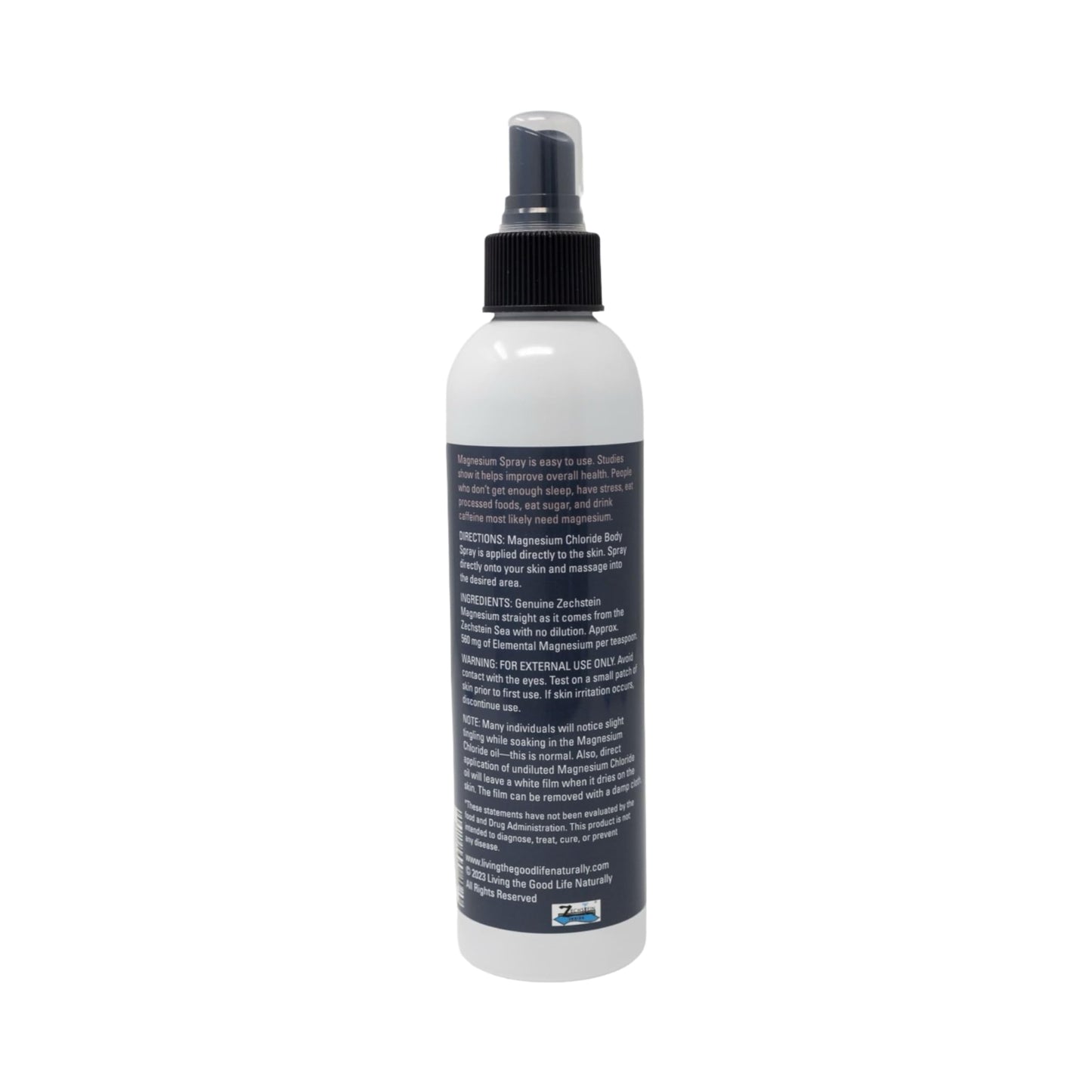 Magnesium Chloride Spray 8 oz โ Additive-Free, Transdermal Magnesium for Feet & Body