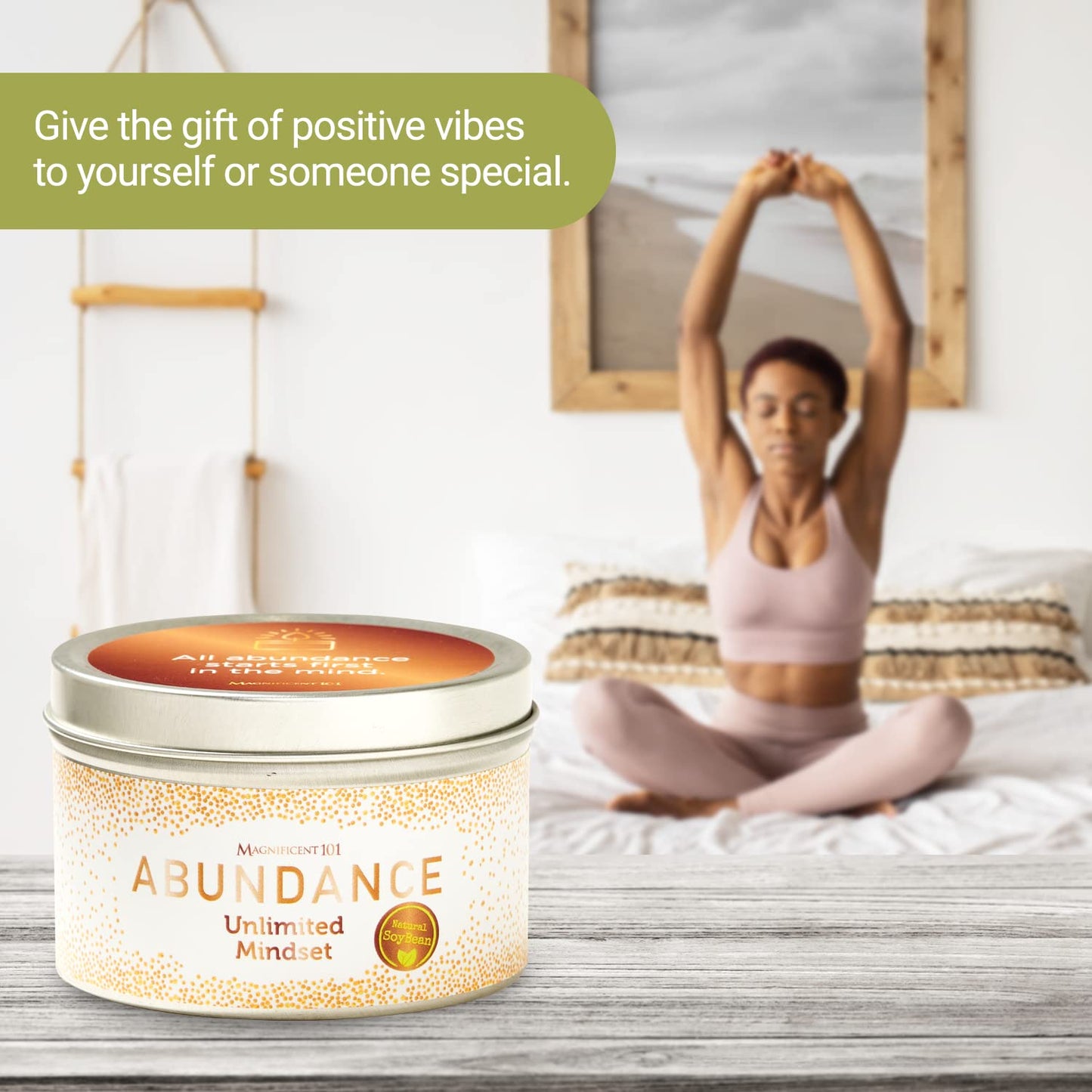 Magnificent 101 Abundance Manifestation Smudge Candle โ 6 oz Soy, 35-Hour Burn