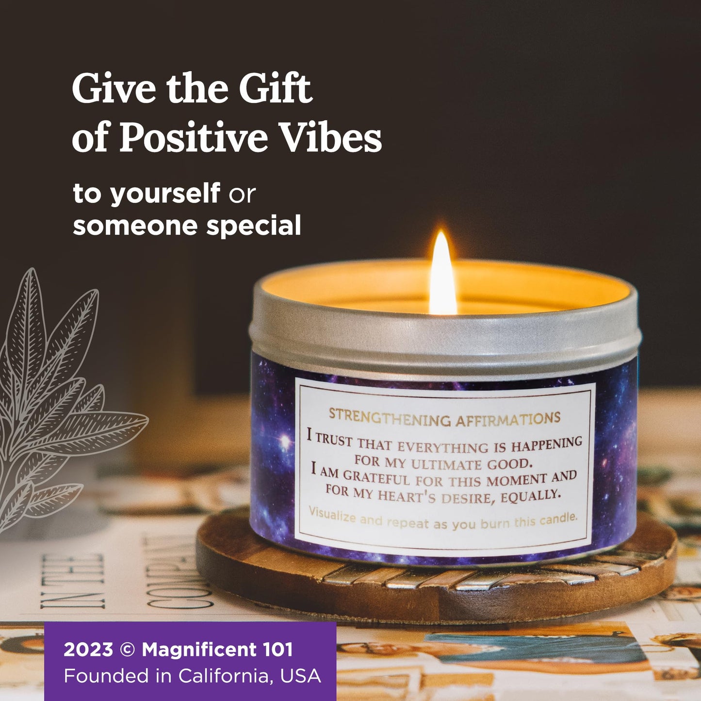 Magnificent 101 Affirmation Candle โ Thank You Universe Aromatherapy Smudge, 6oz, 35-Hour Burn