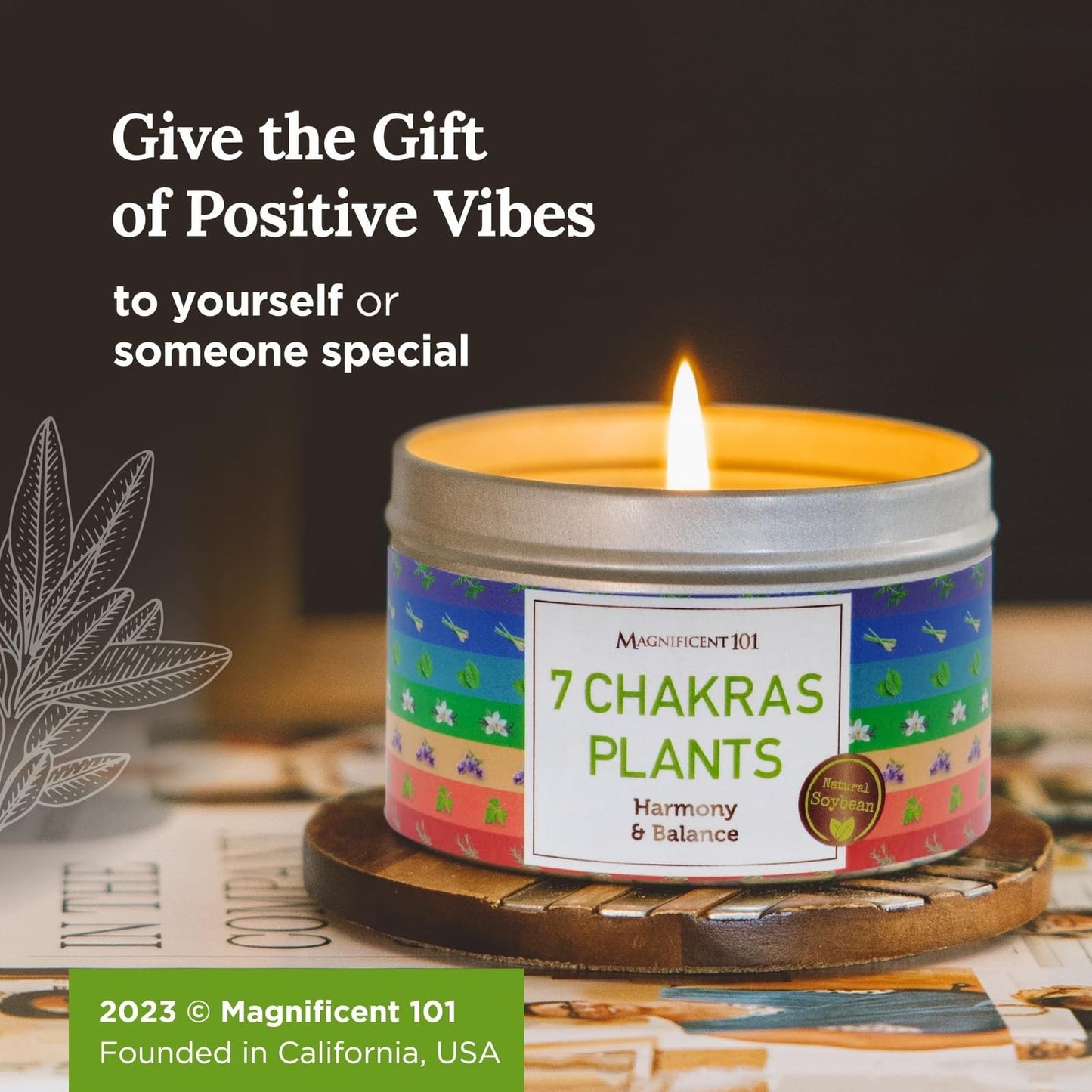 Magnificent 101 Seven Chakra Smudge Candle โ 6 oz Soy Wax, 35-Hour Burn