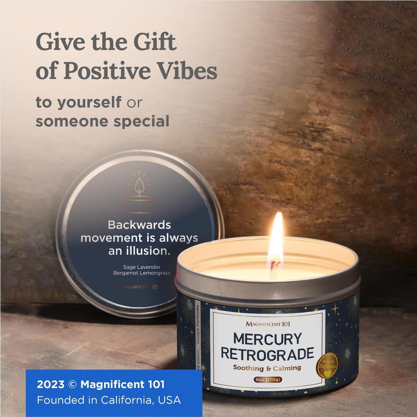 Magnificent 101 Mercury Retrograde Aromatherapy Candle โ 6 oz, Natural Soy Wax Tin