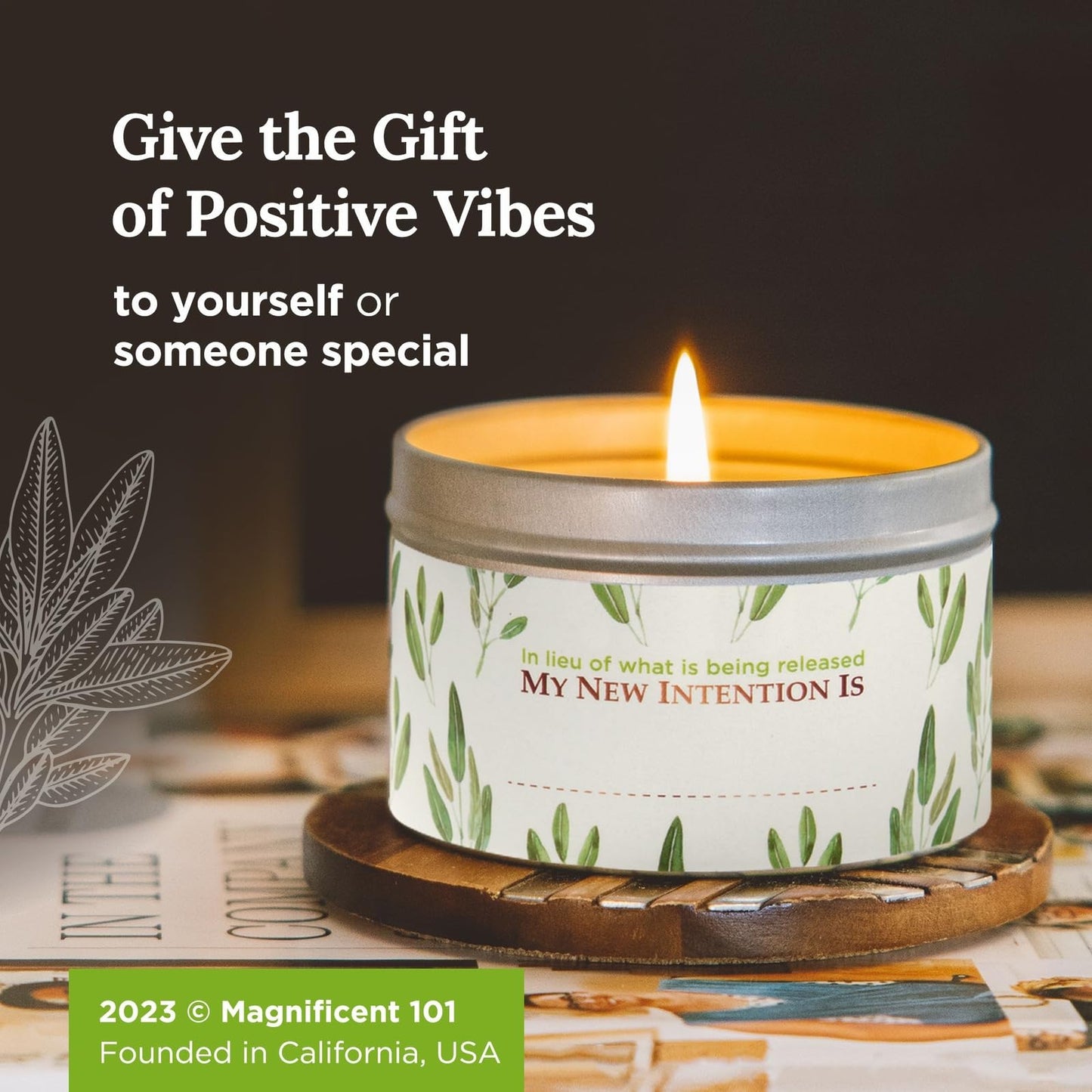 Magnificent 101 White Sage Candle โ 6 oz, 35h Burn Time, Organic Soy