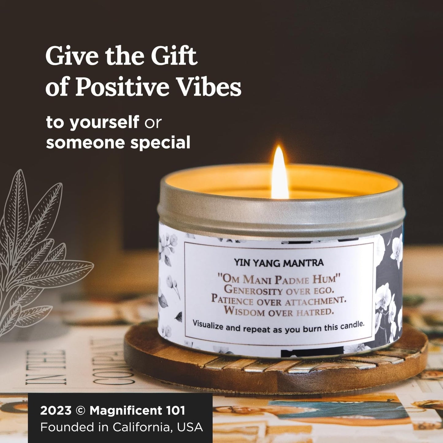 Magnificent 101 Yin Yang Smudge Candle โ 6oz Soy Wax Tin, 35-Hour Burn, Orchid & Jasmine