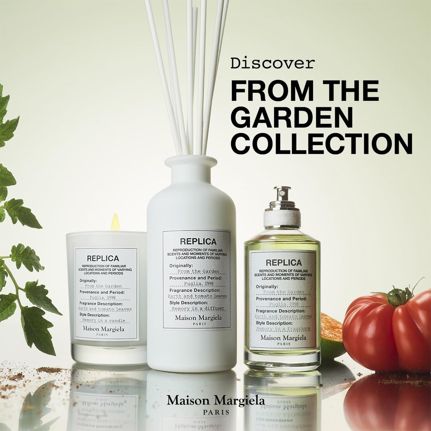Maison Margiela REPLICA The Garden Diffuser โ Fresh Tomato Leaf, Geranium & Green Mandarin | 6.2 fl oz