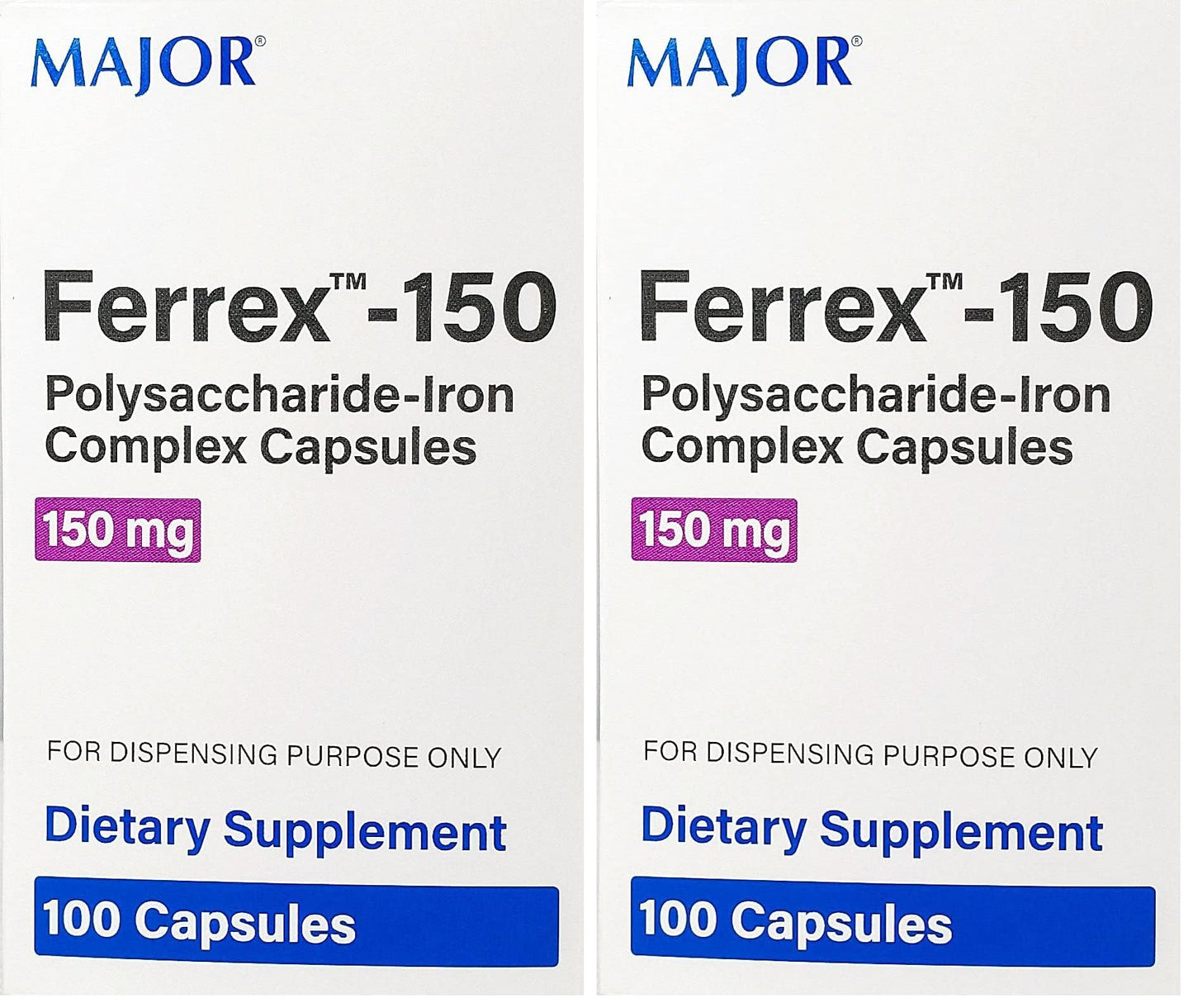 Ferrex-150 Polysaccharide-Iron Complex Capsules โ Pack of 2 | Major Pharm