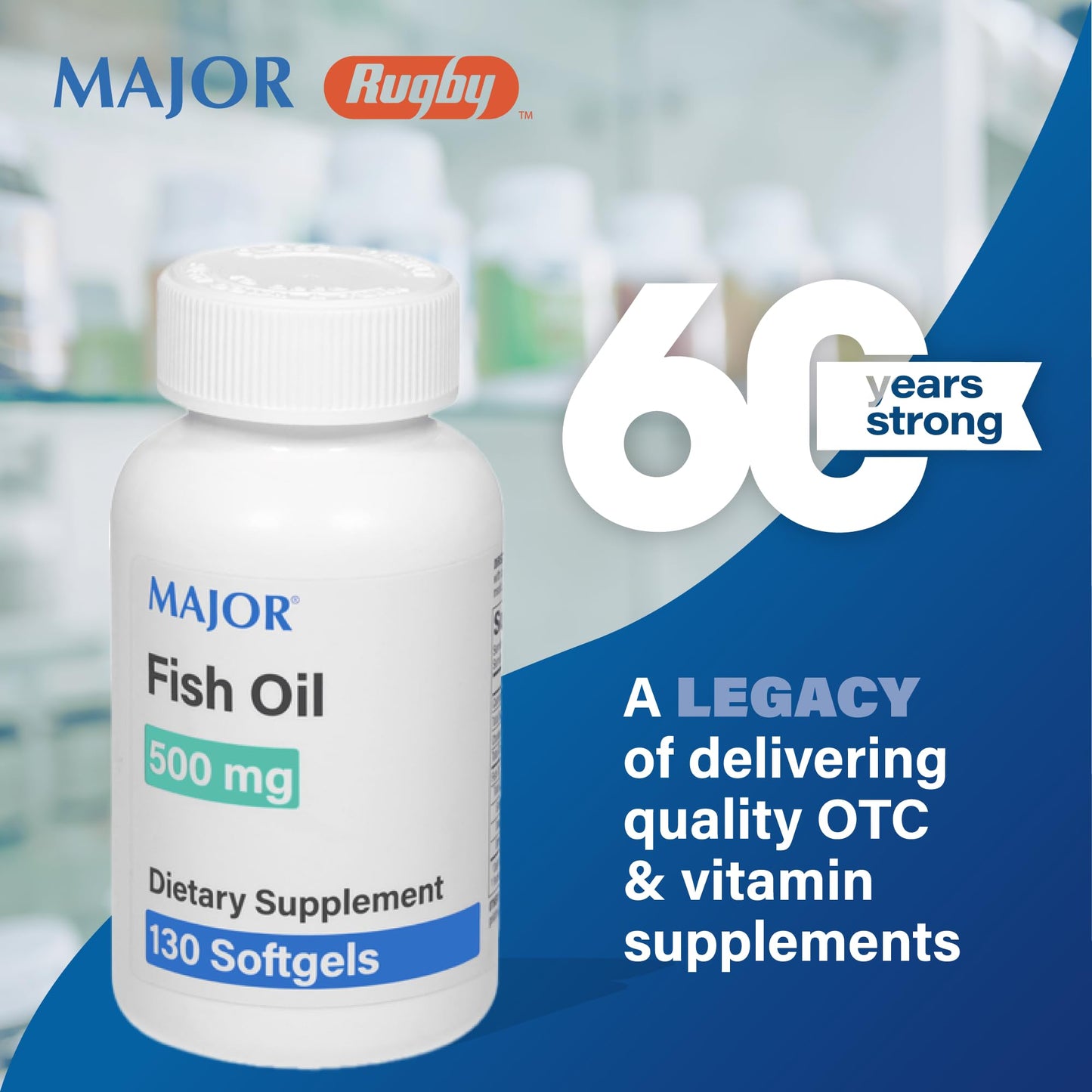 Major Fish Oil 500mg Softgels โ Omega-3 Dietary Supplement (130 Count, 2 Pack)