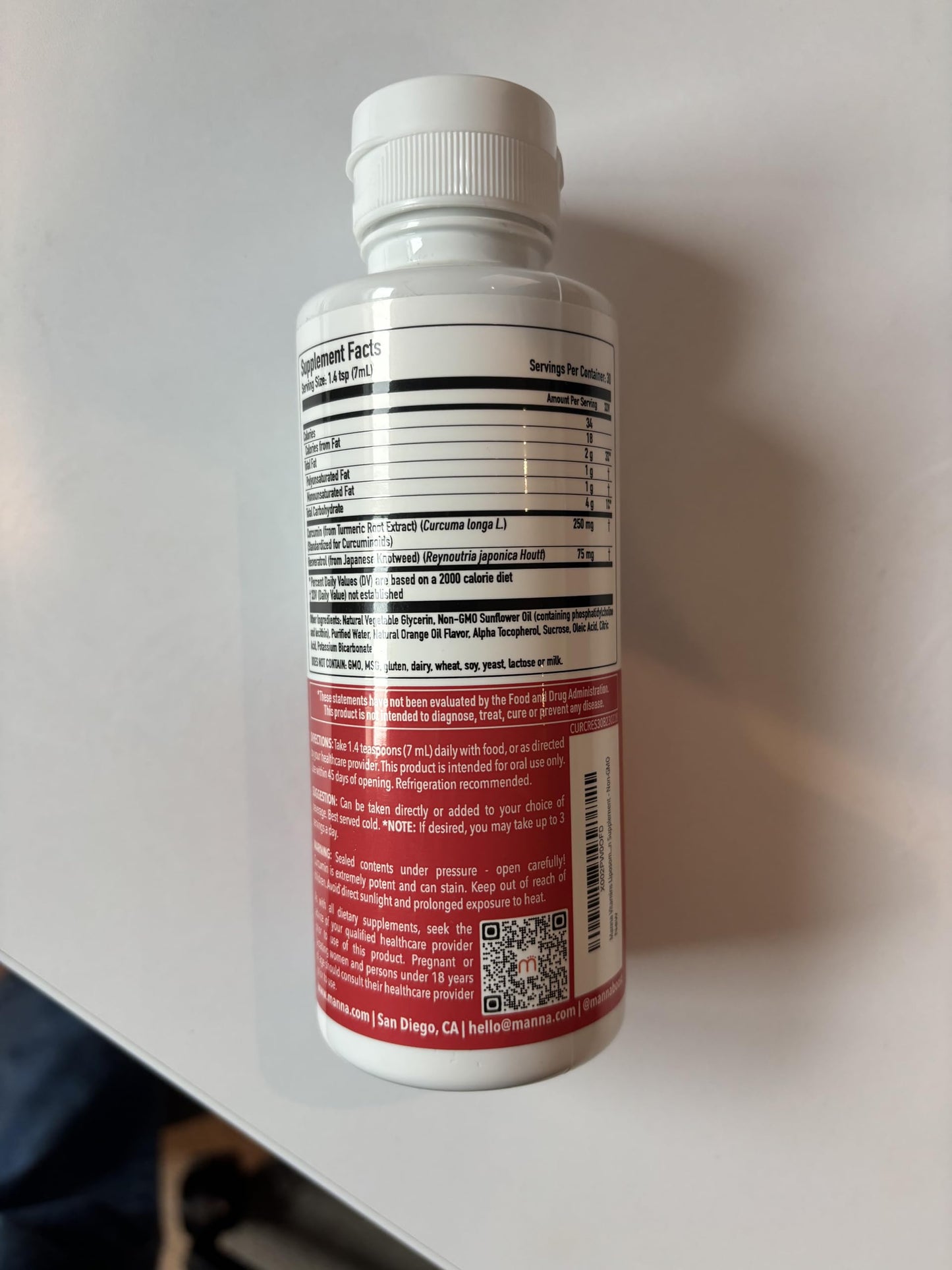 Manna Vitamins Evolved Curcumin with Resveratrol โ Liposomal Curcumin Supplements