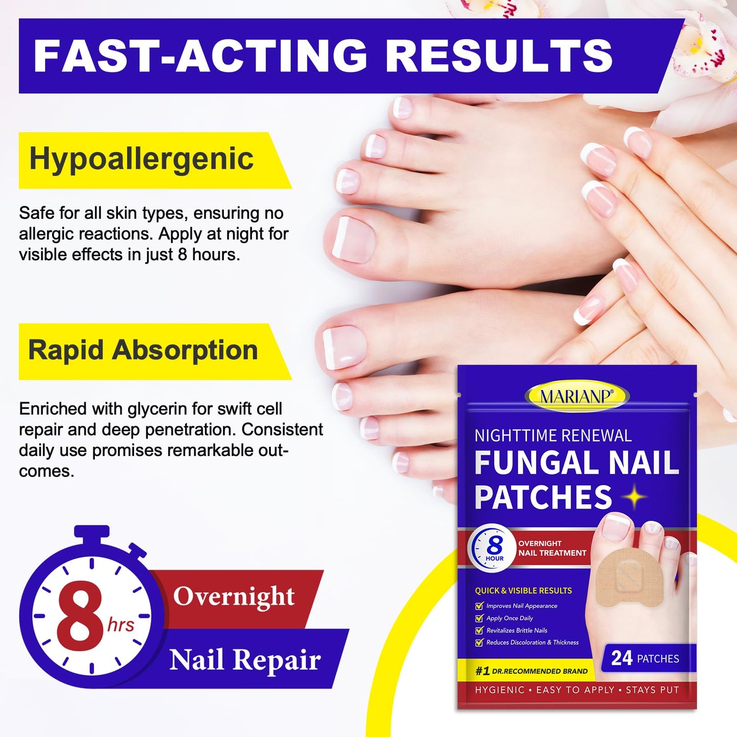 Marianp Toenail Patches Extra Strength β 24 Nighttime Nail Patches