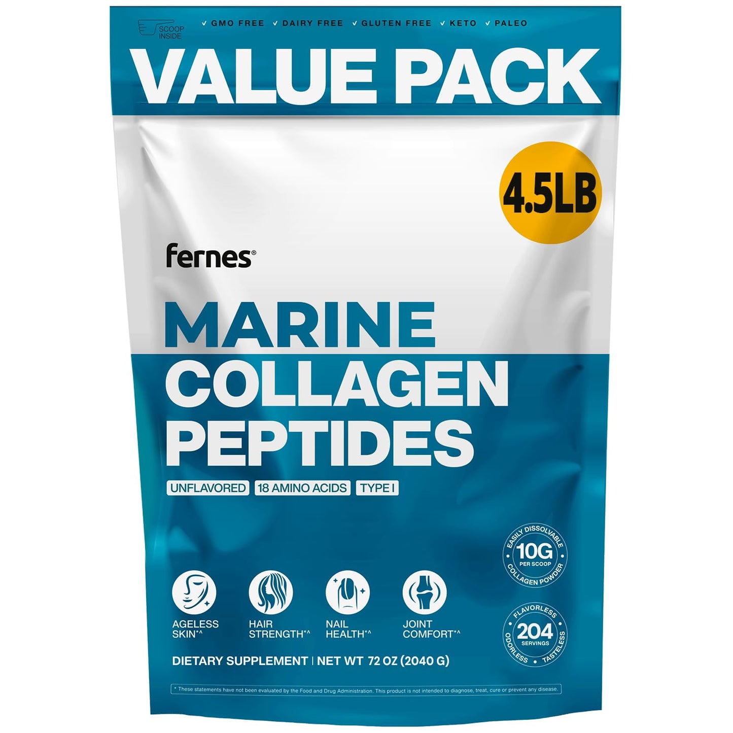 Marine Collagen Peptides 4.5LB โ Flavorless, Odorless Type I Fish