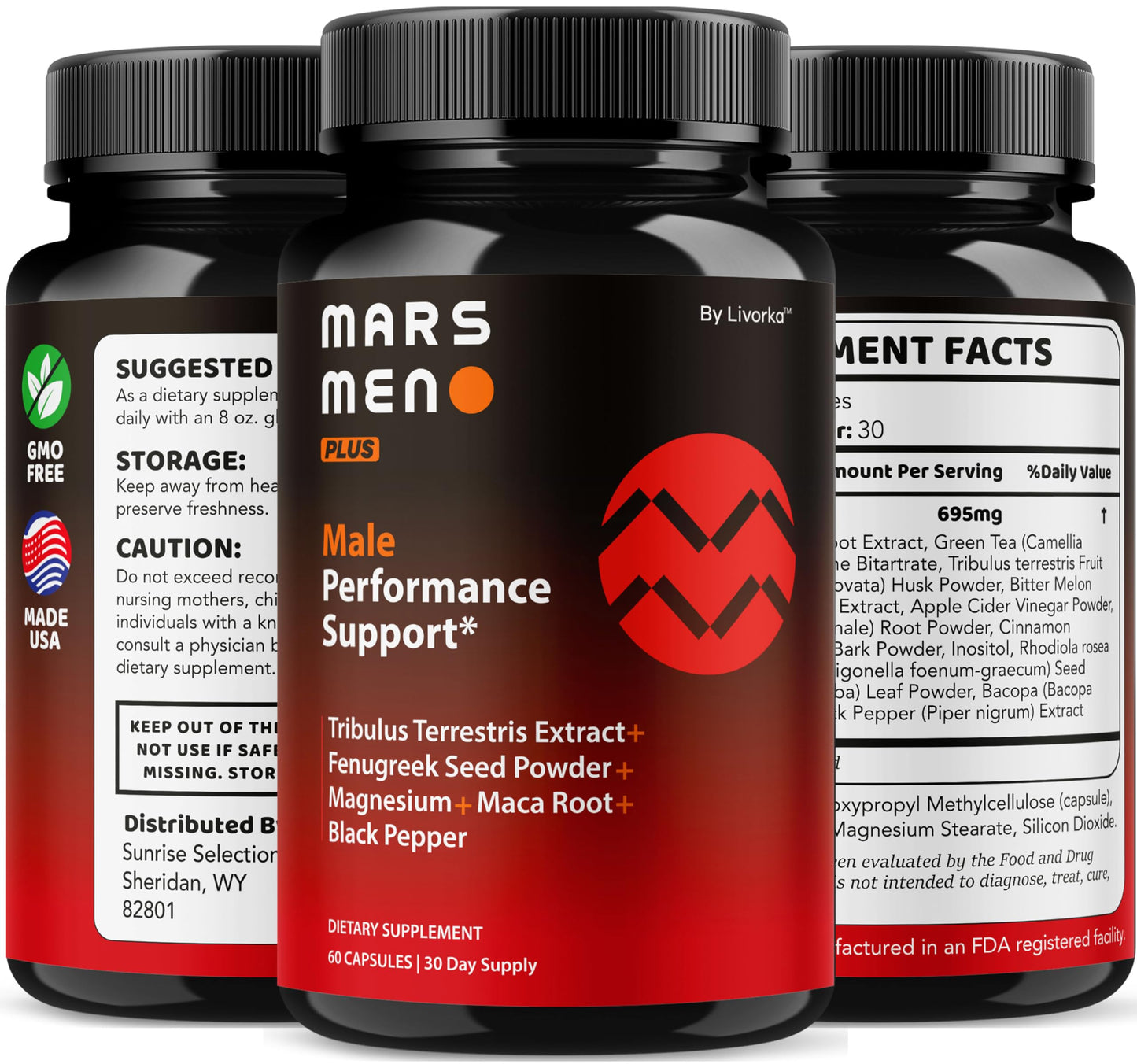 LIVORKA Mars Men Plus - Natural Support Capsules | Vitamin Advanced Formula, 60 Capsules